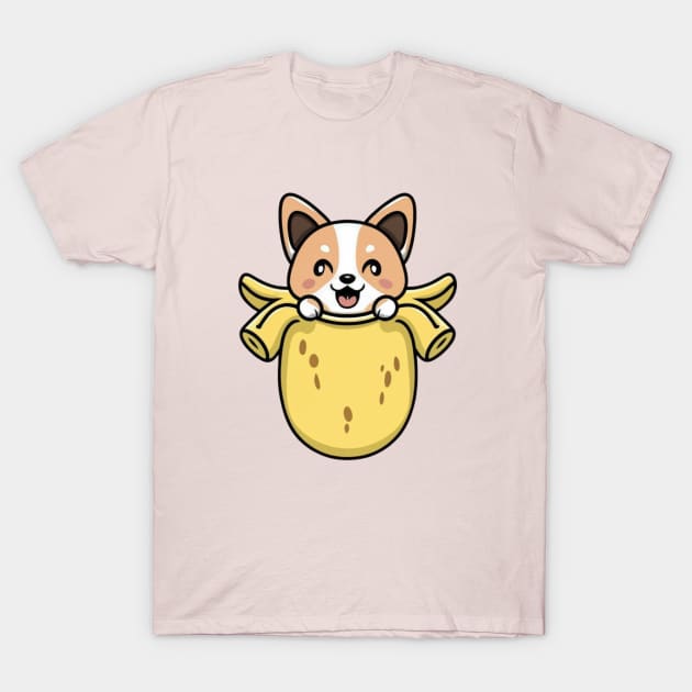 a kawaii corgi banana coming out of it T-Shirt by YuriArt